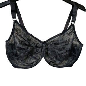 Vintage JCPenney Underwire Full Coverage Bra Black Lace Style Size 40DD 2554